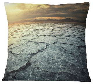 Dark Drought Land Under Cloudy Sky Landscape Wall Throw Pillow, 16"x16"