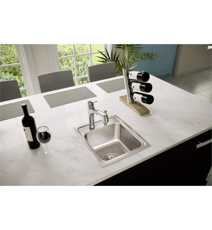 Elkay 15" Bowl Drop-In 18 Gauge Stainless Steel Bar/Prep Kitchen Sink, LR15173