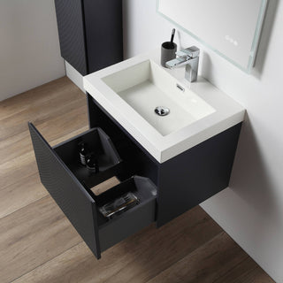 Floating Bathroom Vanity with Sink, Wall Mounted Vanity, Blue, 24" W/ Sink