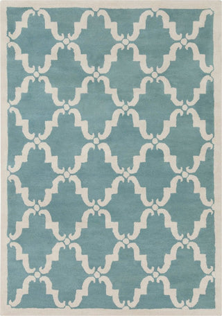 Davin Contemporary Area Rug, Light Aqua and White, 7'x10'