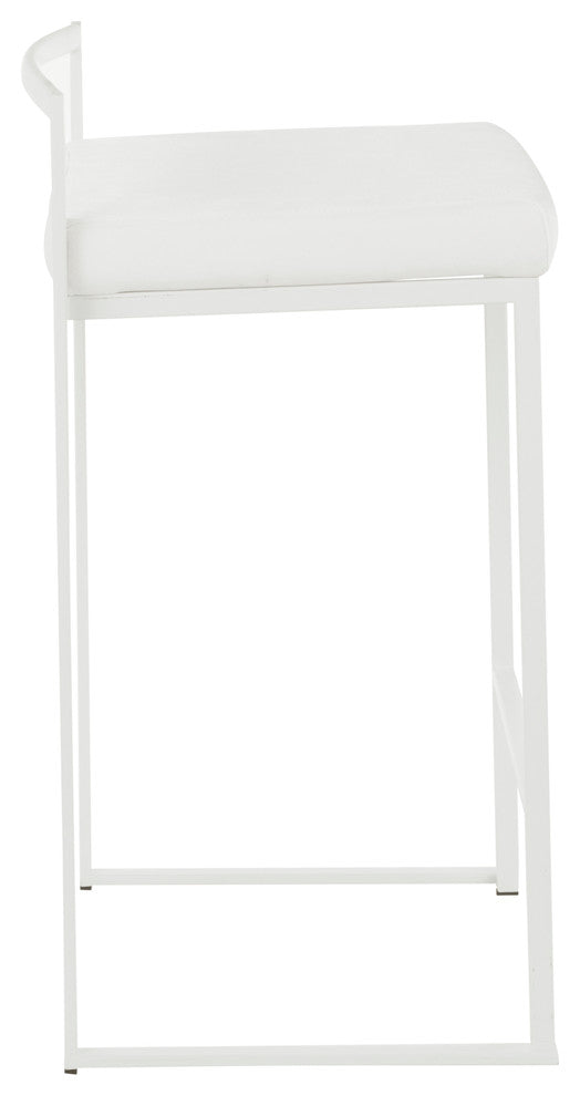 Lumisource Fuji Counter Stools, White With White Velvet, Set of 2
