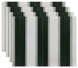 18"x14" Striate Stripe, Stripe Print Placemat, Green, Set of 4