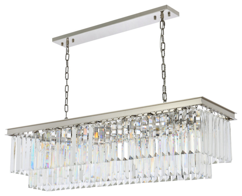 Elegant Lighting 1232D50/RC Sydney 12 Light 50"W Crystal Linear - Matte Black