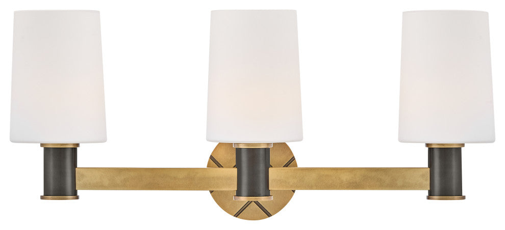 Hinkley Declan Medium Three Light Vanity, Heritage Brass
