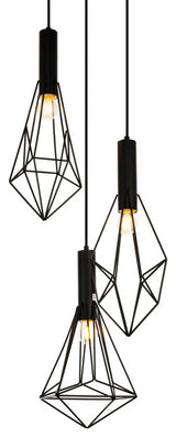 Elegant Lighting LDPD2108 Jago 3 Light 16"W Pendant - Black