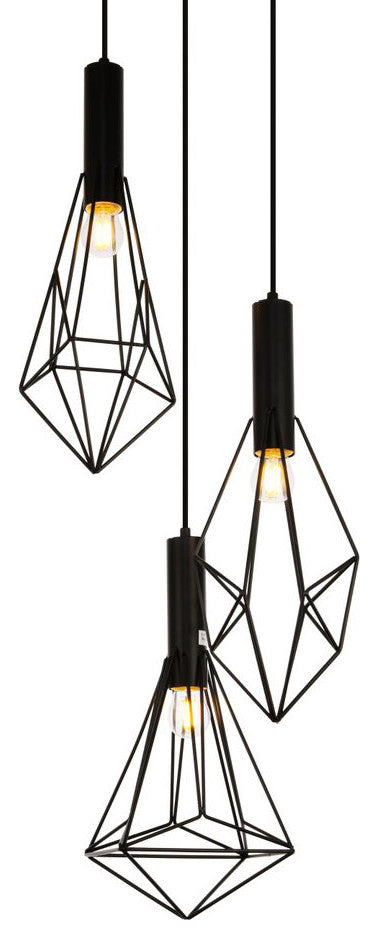 Elegant Lighting LDPD2108 Jago 3 Light 16"W Pendant - Black