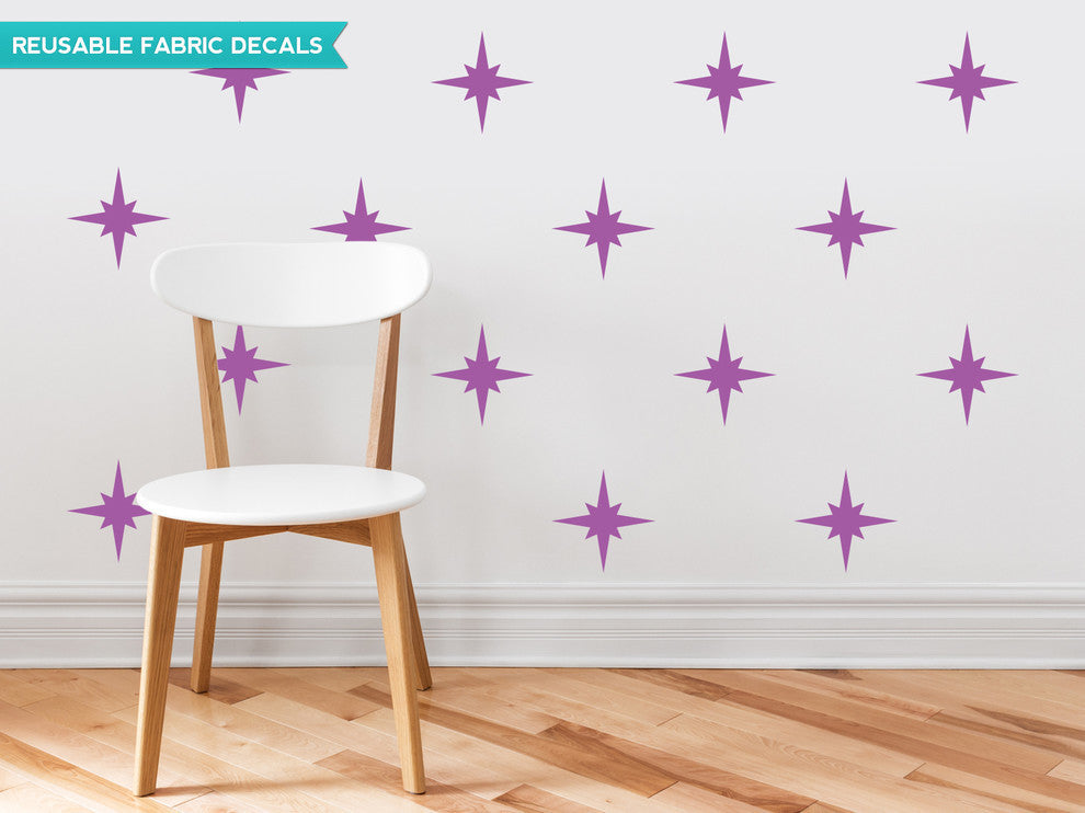 Retro Stars Fabric Wall Decal, Purple
