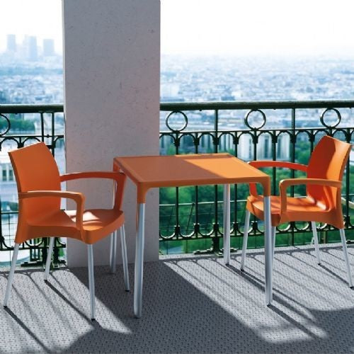 Compamia Mango Outdoor Dining Table With Aluminum Legs, Silver-Gray