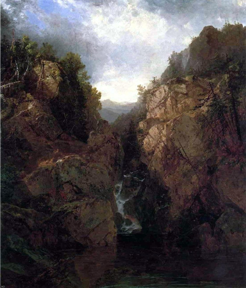 John Frederick Kensett Woodland Waterfall Premium Canvas Print