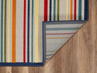 Calla Ivory/Multi Stripes Indoor/Outdoor Area Rug, 5'3 X 7'