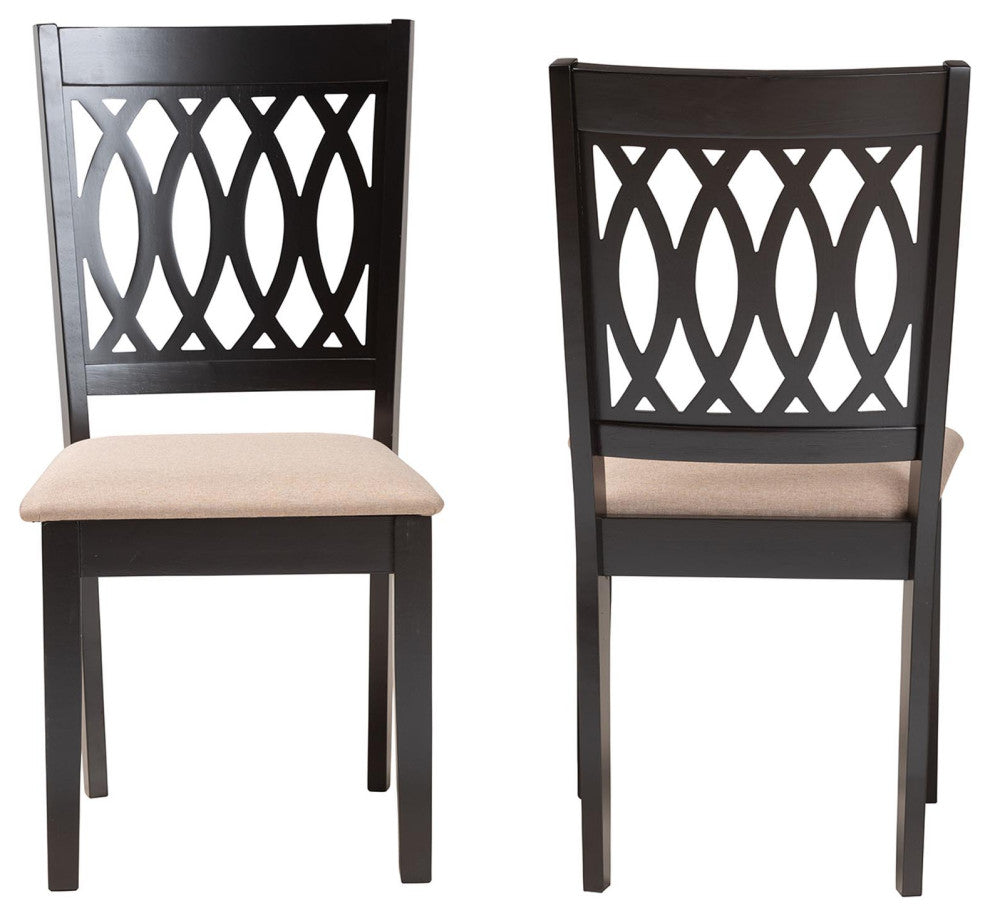 Denia Dining Collection, Beige/Espresso Brown, Dining Chair, Set of 2