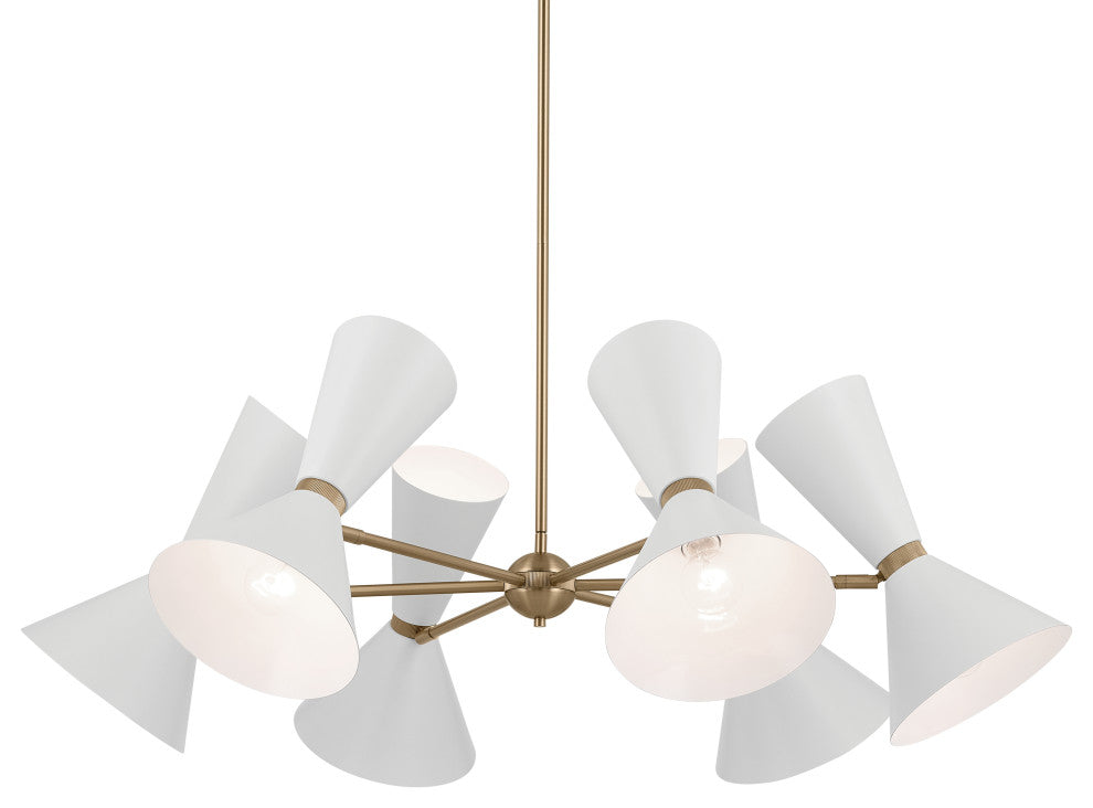 Phix 12 Light Chandelier 1 Tier Medium, Champagne Bronze and White
