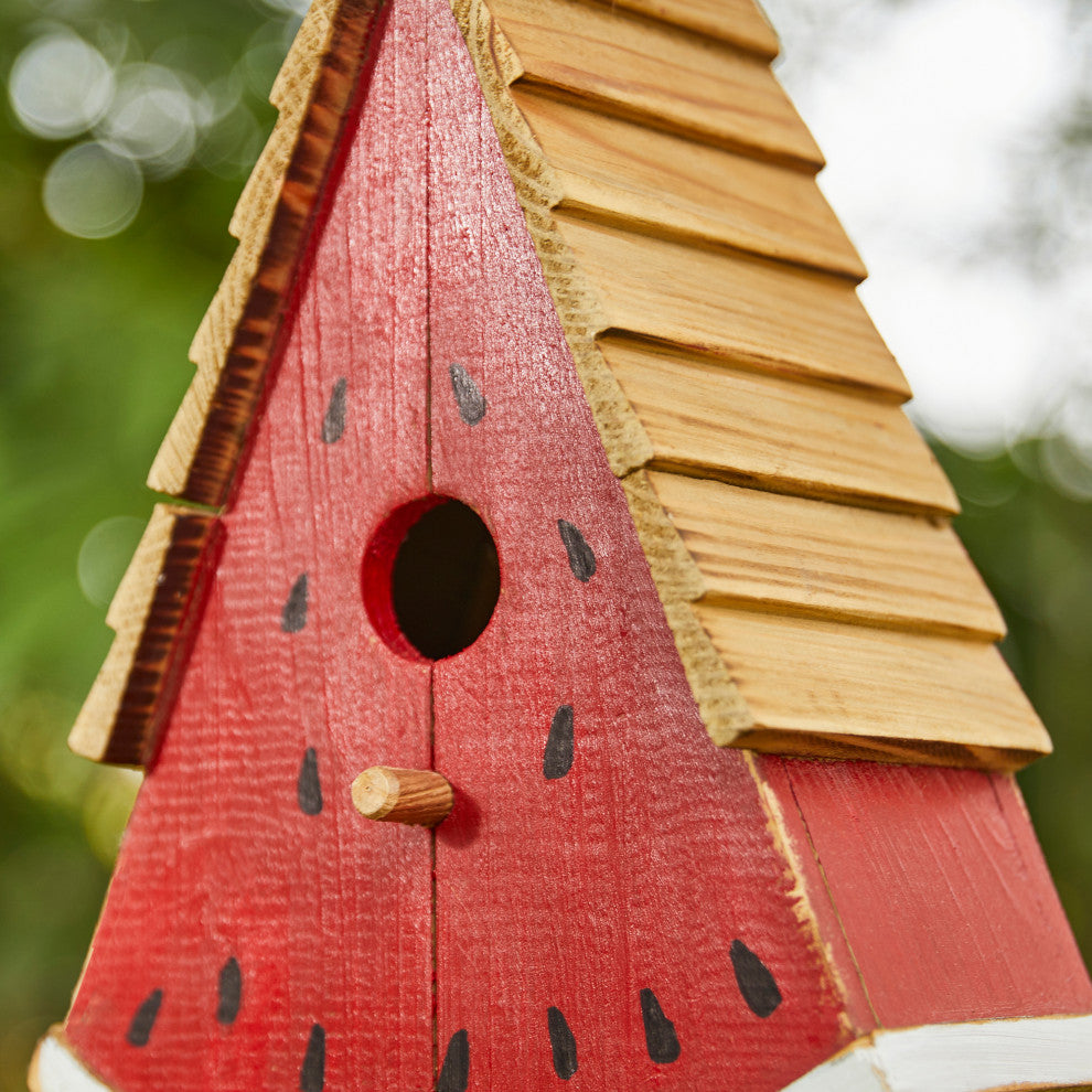 Wood Watermelon Birdhouse for Bluebird, Outdoor Hanging Birdhouse