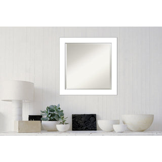 Wedge White Beveled Bathroom Wall Mirror - 24 x 24 in.
