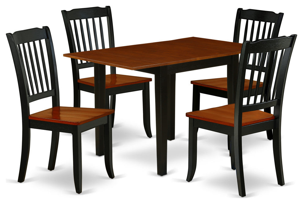 Kitchen Set 5 Pcs- 4 Chairs, Breakfast Table, Cherry Chair Seat, Black Frame