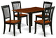 Kitchen Set 5 Pcs- 4 Chairs, Breakfast Table, Cherry Chair Seat, Black Frame