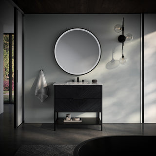 Diamond 36" Bath Vanity, Charcoal Black/Matte Black, 36", Marble Top