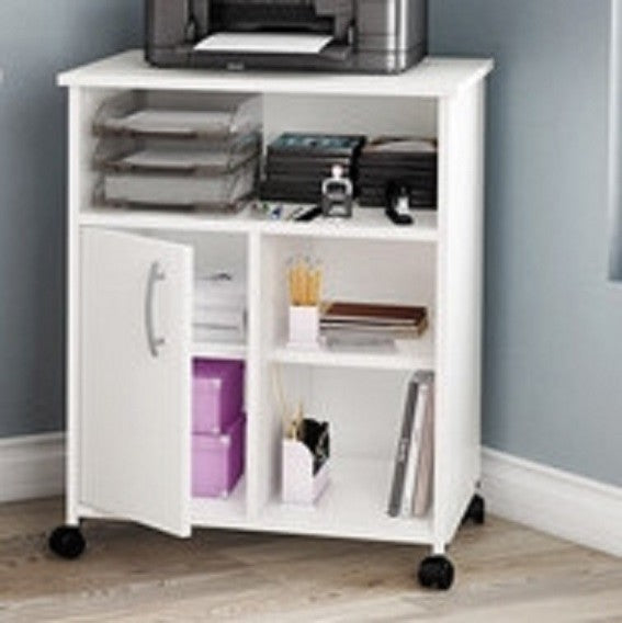 Modern Home Office Printer Stand Cart With Casters, White