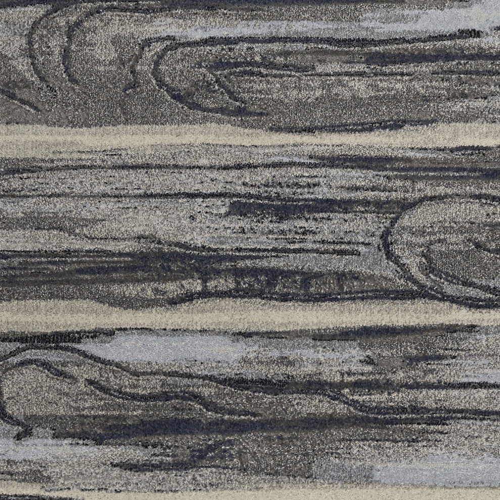 6'' X 9'' Grey Abstract Wood Design Indoor Area Rug