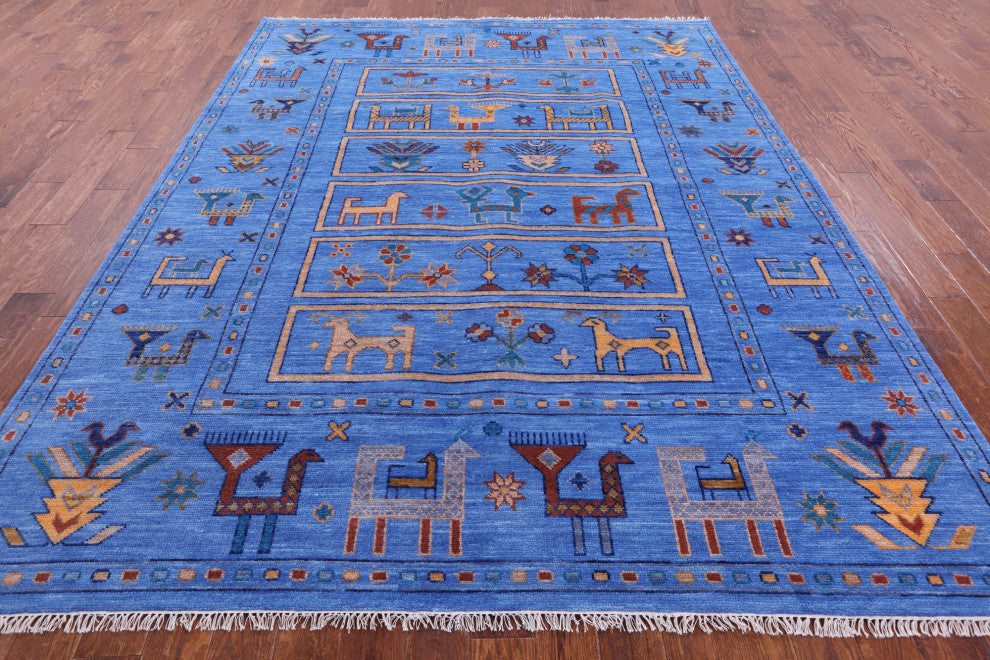 Persian Gabbeh Tribal Handmade Wool Rug 8' 2" X 10' 3" - Q13606