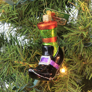 Old World Christmas 3.75In Witches Shoe, Glass, Halloween Witch Boot 26086