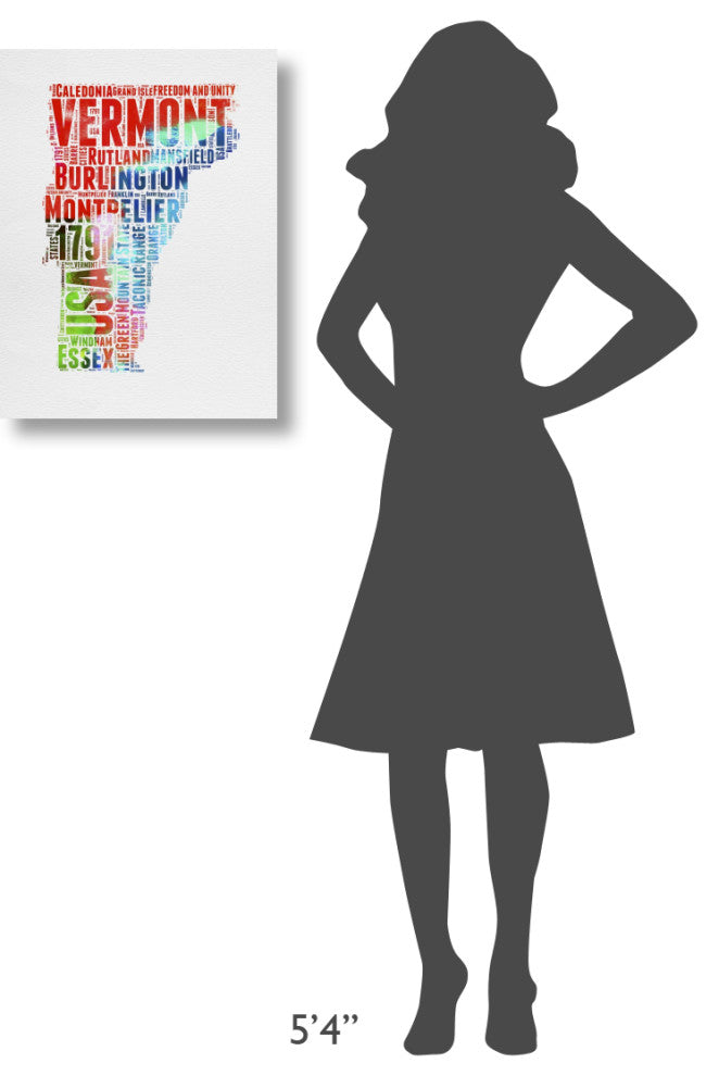 "Vermont Watercolor Word Cloud" Fine Art Print