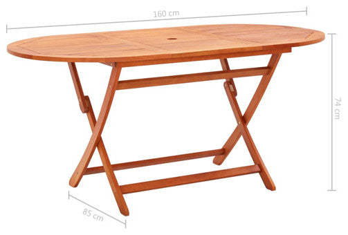 vidaXL Garden Table Natural wood Solid eucalyptus wood 63x33.5x29.1 in