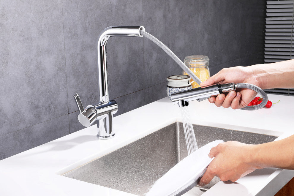 Vanity Art Pull Out Kitchen Faucet, Chrome