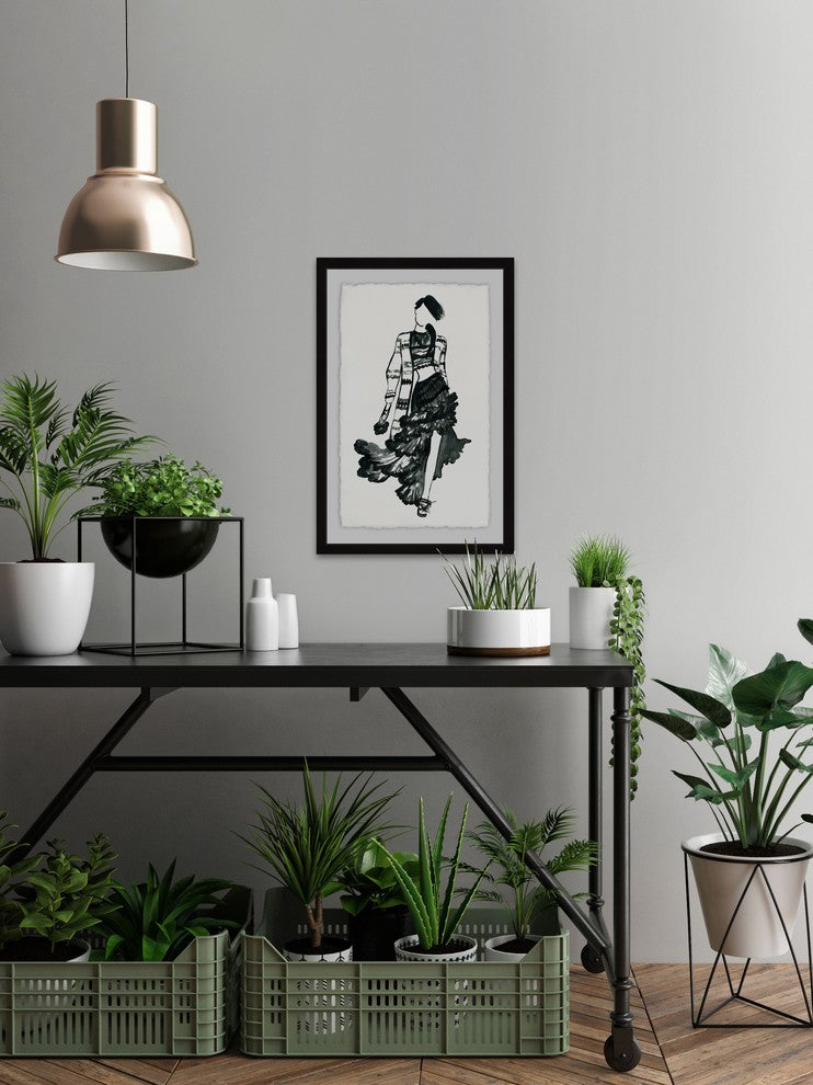 "Flowy Skirt II" Framed Painting Print, 16"x24"