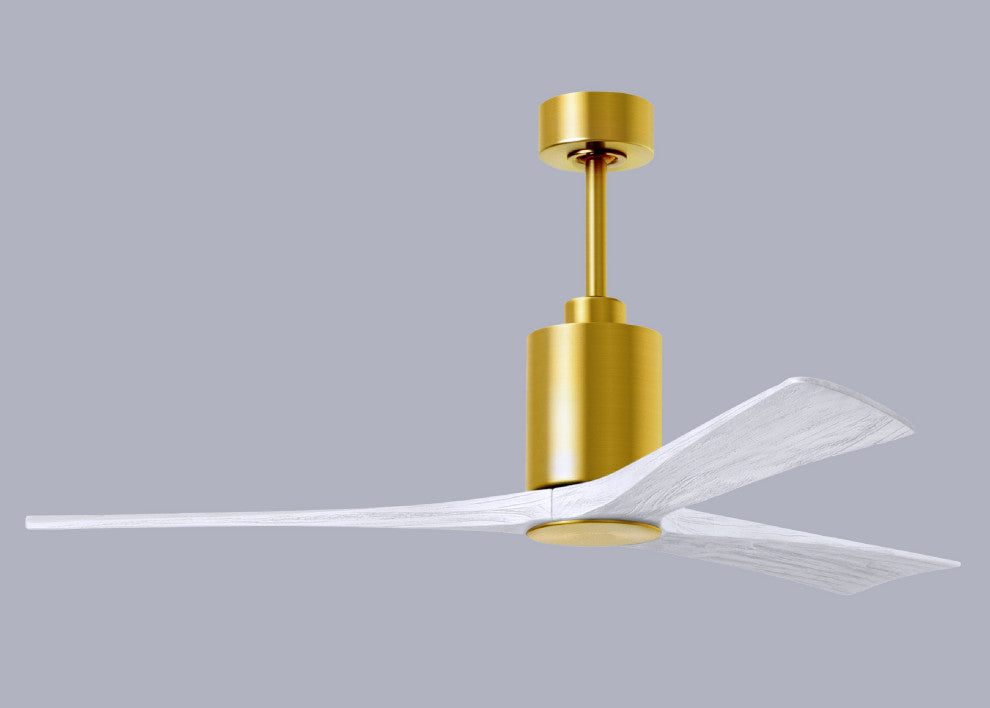 Patricia-3 3-Blade Ceiling Fan, LED Light Kit, Brushed Brass/Matte White, 60