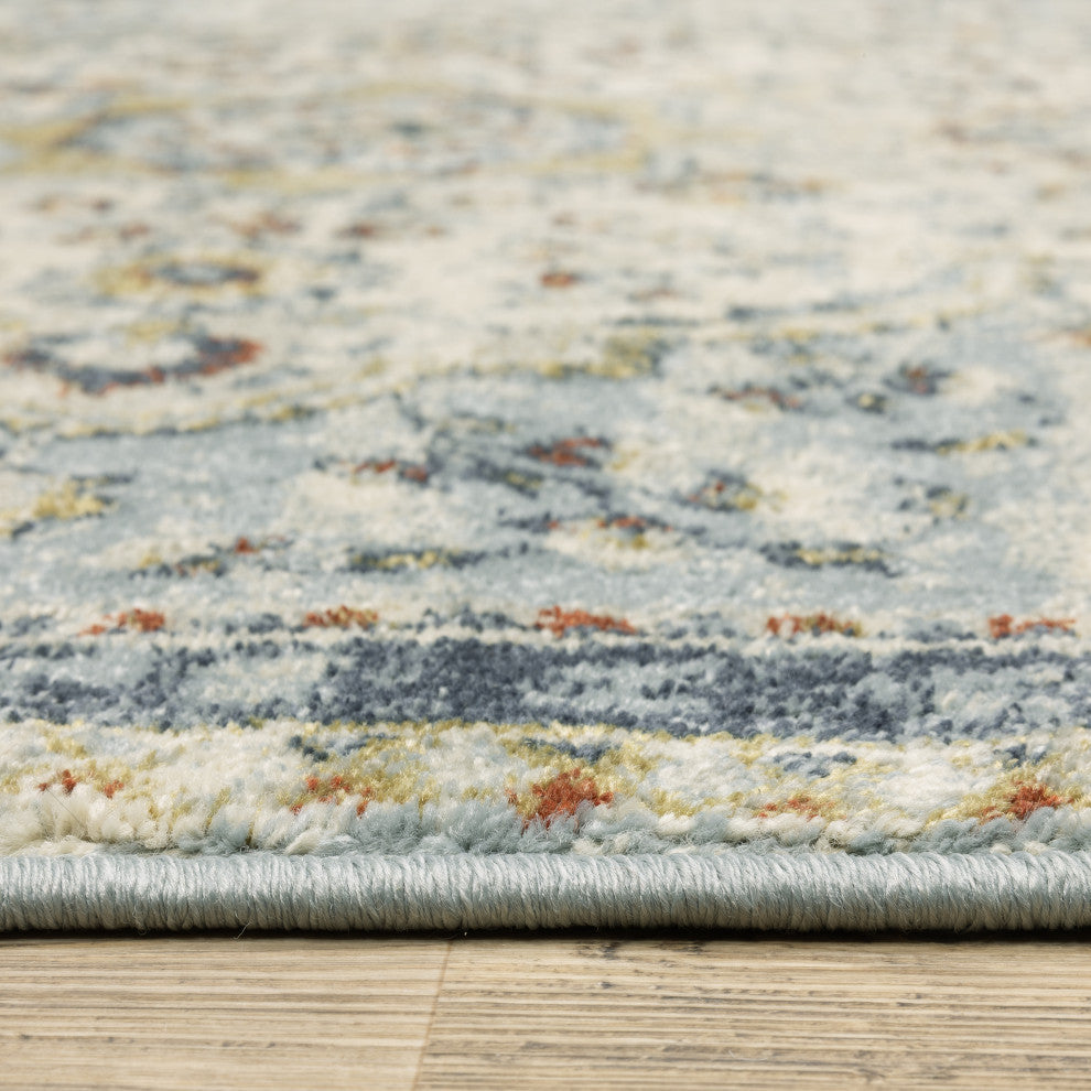 Bastian Vintage Medallion Blue/ Multi Indoor Area Rug, Blue, 9'10"x12'10"