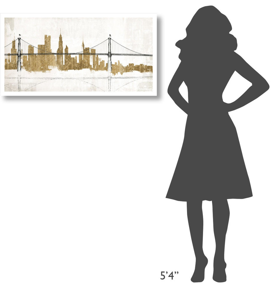 "Bridge and Skyline Gold" Digital Paper Print by Avery Tillmon, 38"x20"