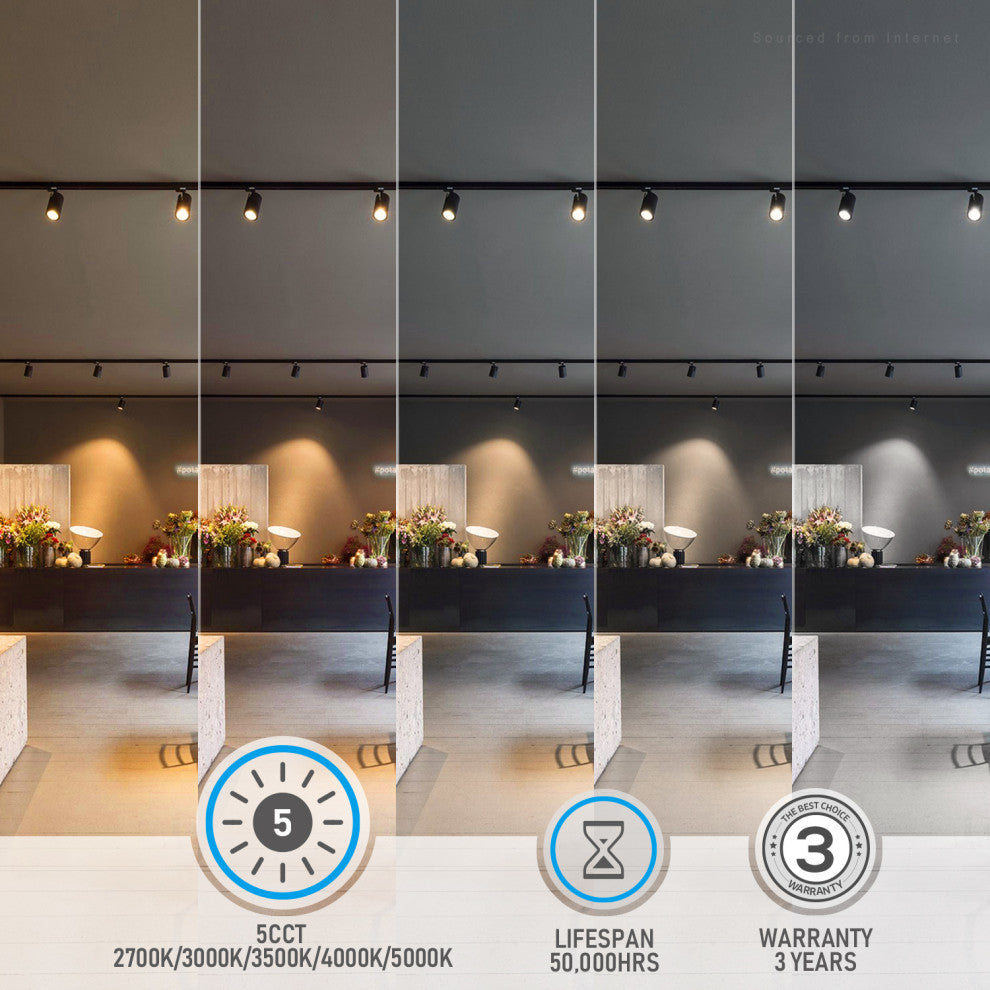 8 Pack 5CCT LED Track Light Heads, H Type Spotlight Fixtures