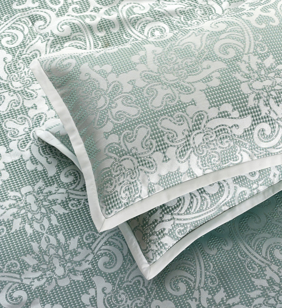 Barvina 9 Piece Damask Comforter Set, Sage, King