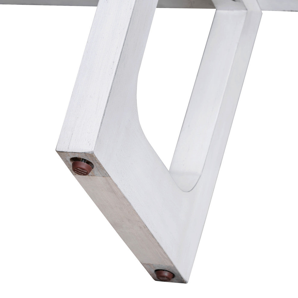 TATEUS Narrow Console Table with Marble-Effect Top for Entryway and Living Room, Antique White