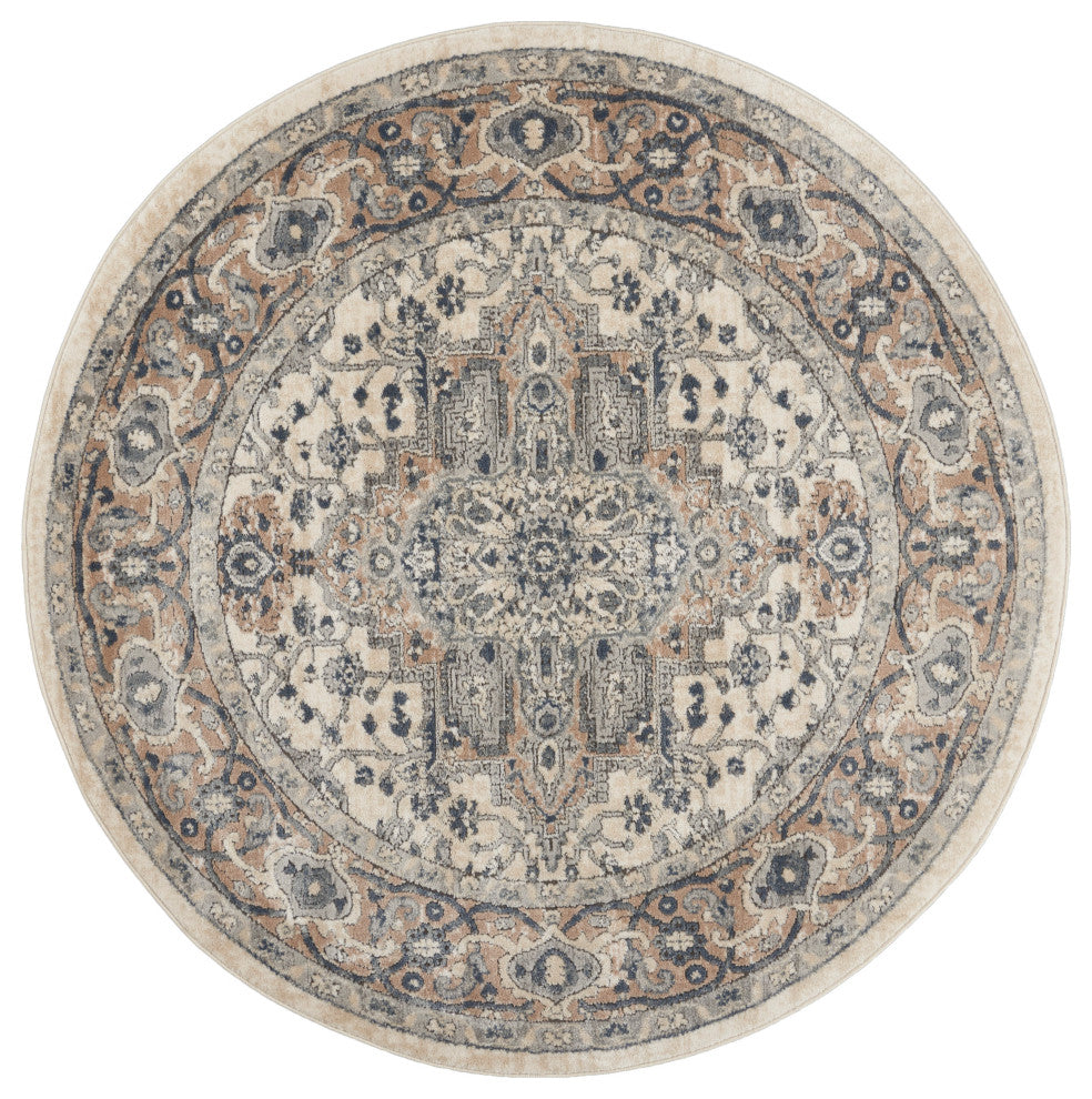 Nourison Quarry Qua05 Traditional Rug, Ivory and Gray, 3'9"x5'9"
