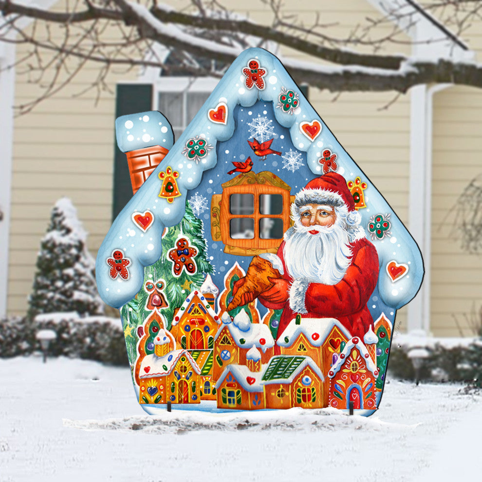 Gingerbread House Freestanding Wooden Lawn Decor