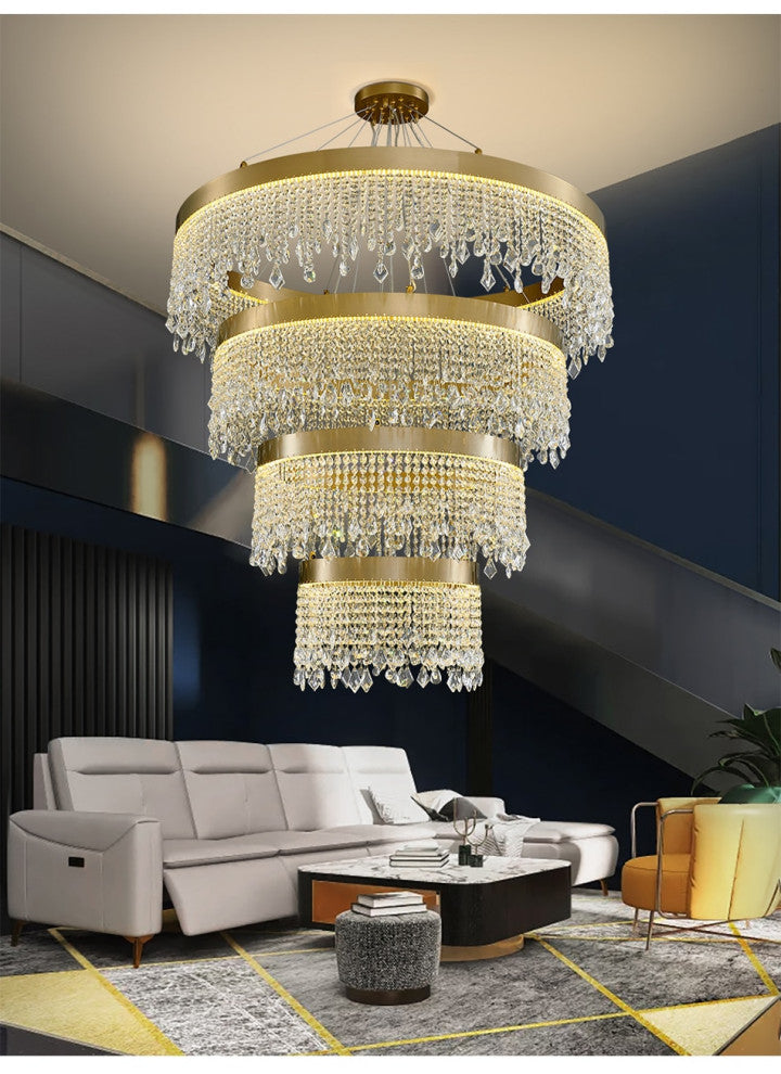 Loda | Multi-level Chic Large Crystal Chandelier, Cool Light 6000k
