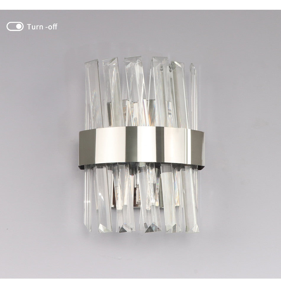 LED Crystal Wall Fixture for bedside., Chrome