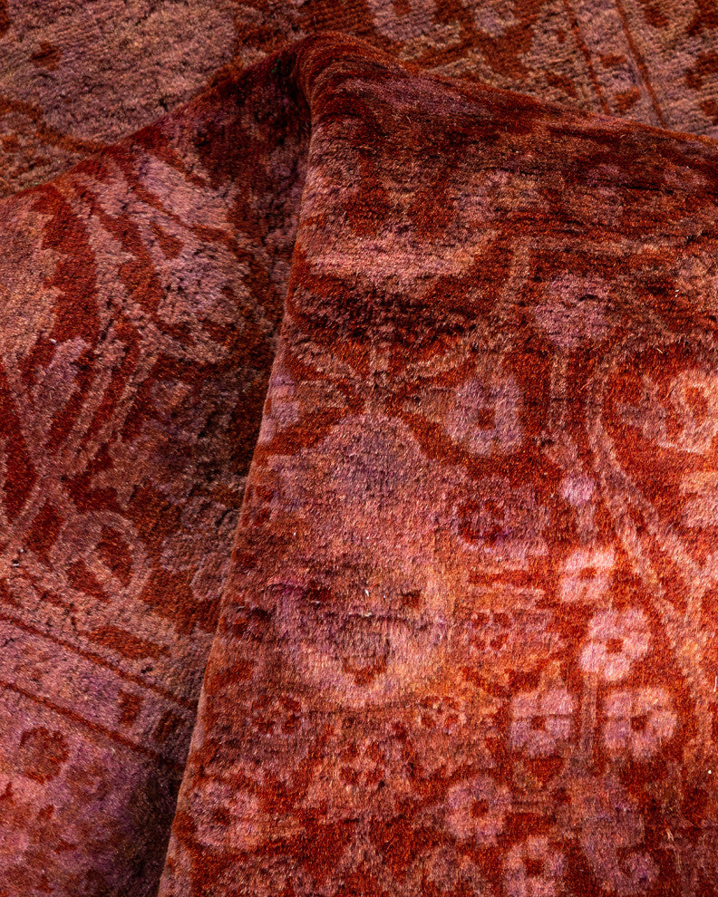 Fine Vibrance, One-of-a-Kind Hand-Knotted Runner Rug Red, 2' 6" x 8' 6"