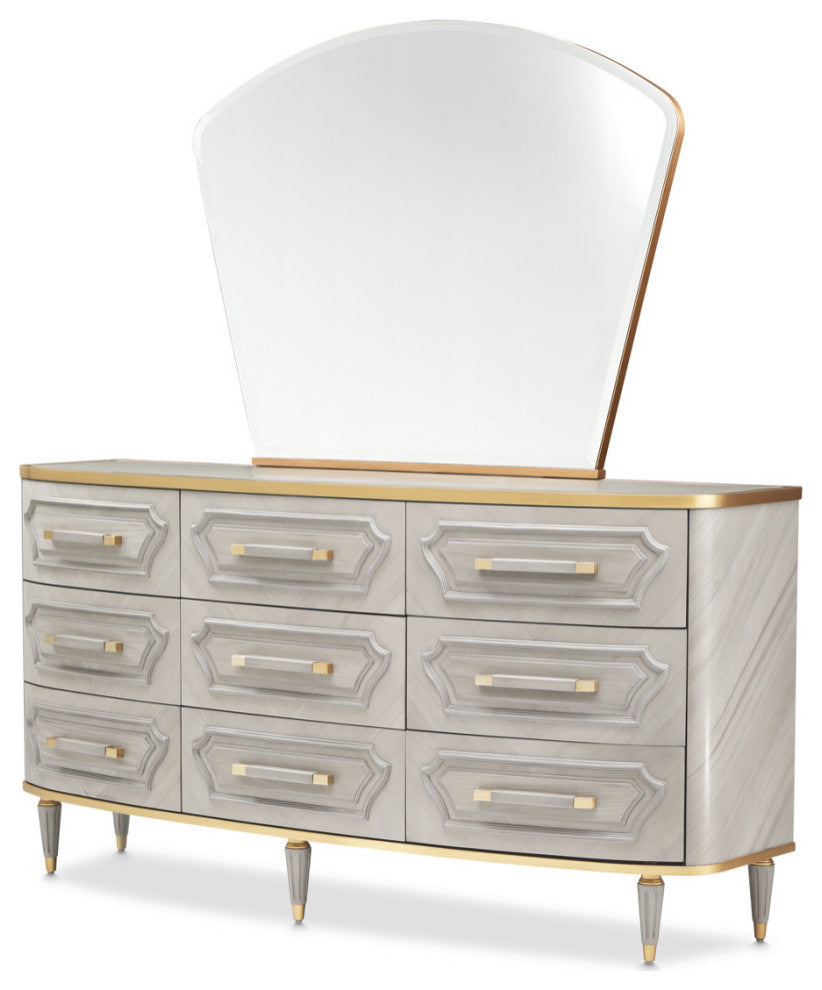 St. Charles Dresser With Mirror, Dove Gray