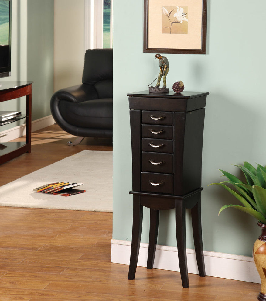 Eiffel Tower 5-Drawer Jewelry Armoire, Black