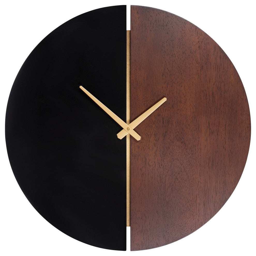 Keene Wall Clock, Walnut Brown/Black, 22"