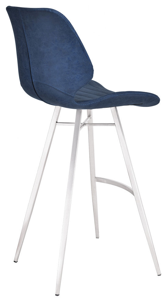 Valor 26" Counter Height Barstool In Brushed Stainless Steel