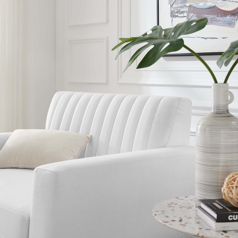 Engage Channel Tufted Fabric Armchair White