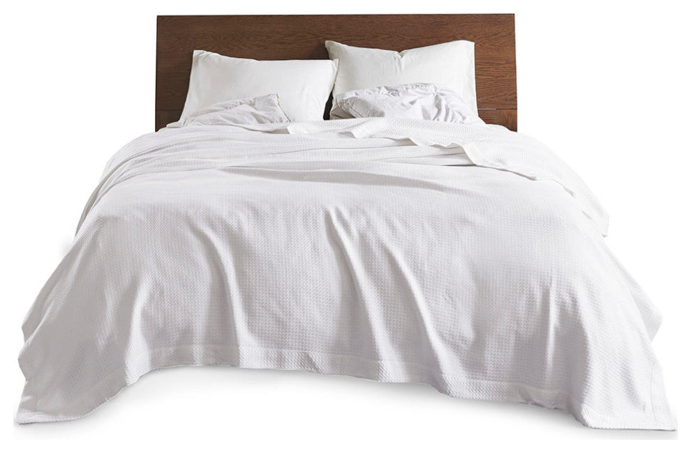 Madison Park Egyptian Cotton All-Season Woven Bedding Blanket, White
