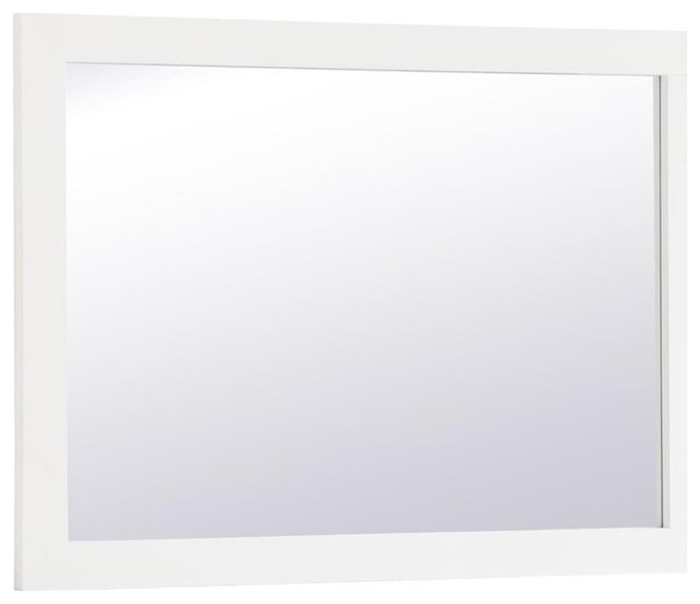 Elegant Decor Aqua 32" x 24" Wood Frame Bathroom Mirror in White