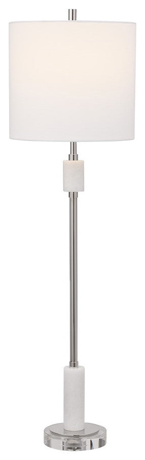Uttermost Sussex Nickel 1-Light Buffet Lamp, White Marble, 29793-1