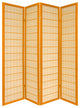 6' Tall Kimura Shoji Screen, 4 Panel, Honey