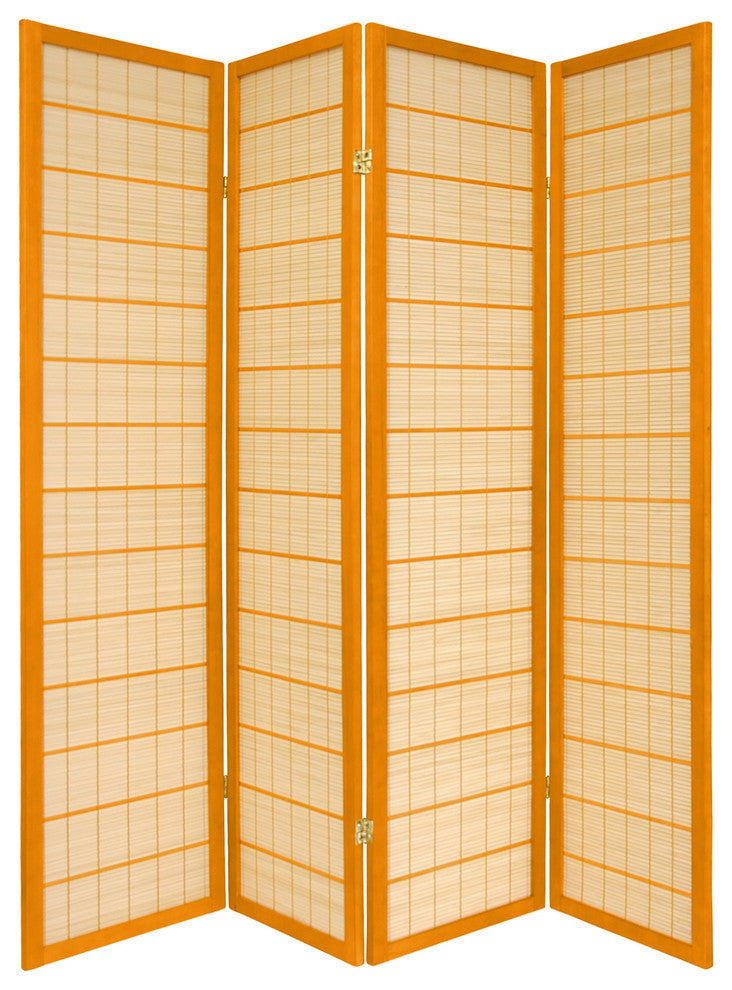 6' Tall Kimura Shoji Screen, 4 Panel, Honey